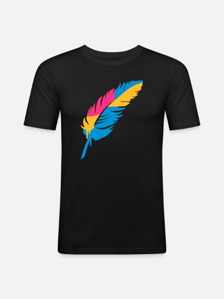 bunte Feder - Männer Slim Fit T-Shirt - Schwarz