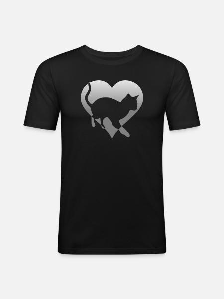 Cat kitten in a heart - Men's Slim Fit T-Shirt - black