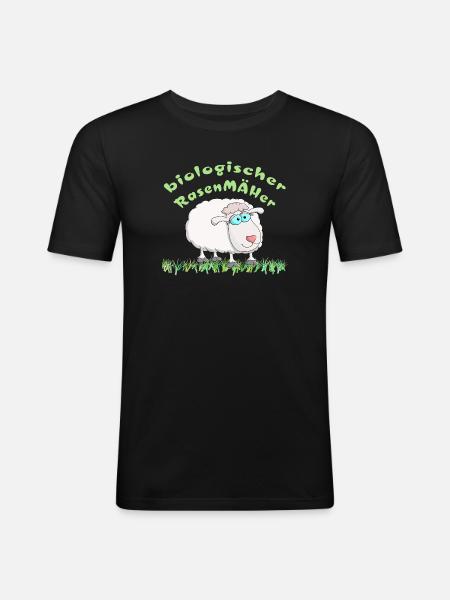 Schaf = biologischer Rasenmäher - Männer Slim Fit T-Shirt - Schwarz