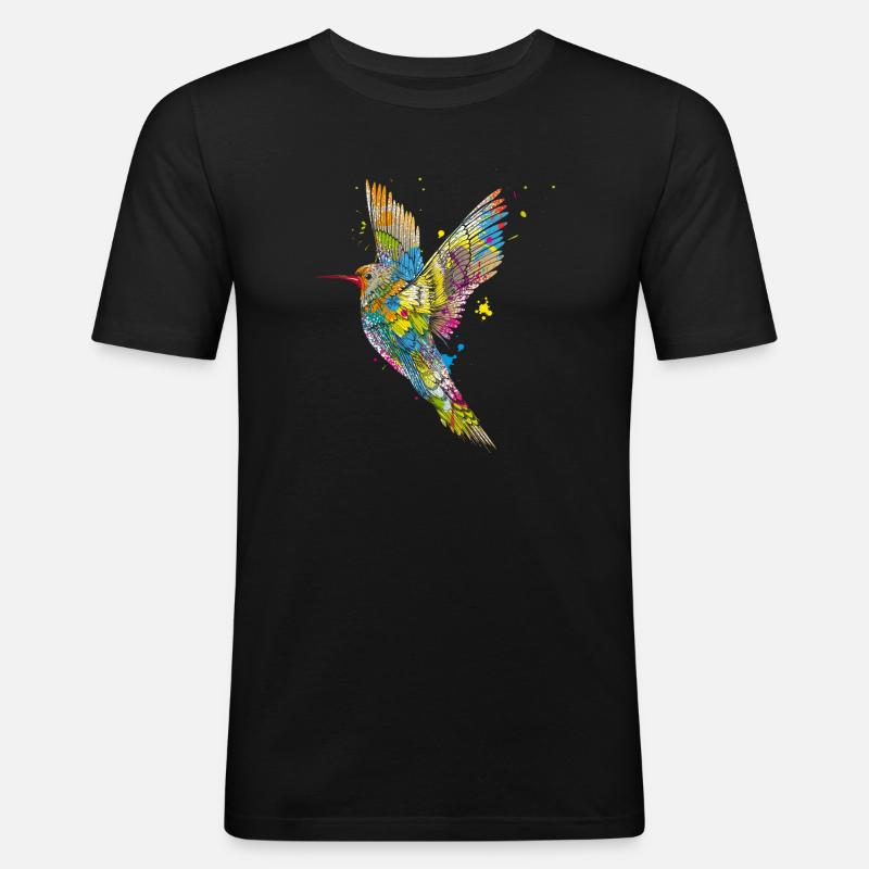Kolibri Graffiti - Männer Slim Fit T-Shirt - Schwarz