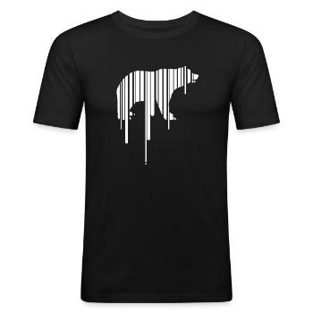 polar bear earth barcode save planet climate demo CO2 - Men's Slim Fit T-Shirt - black - Front - Nik (191cm)
