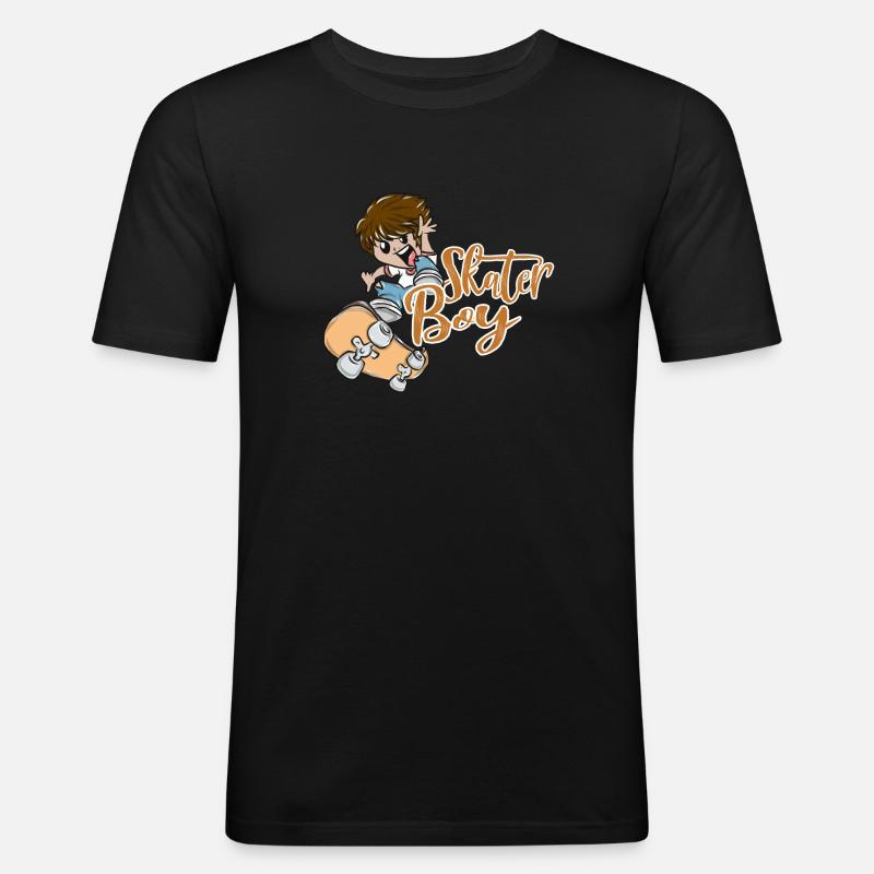Skateboard - Männer Slim Fit T-Shirt - Schwarz