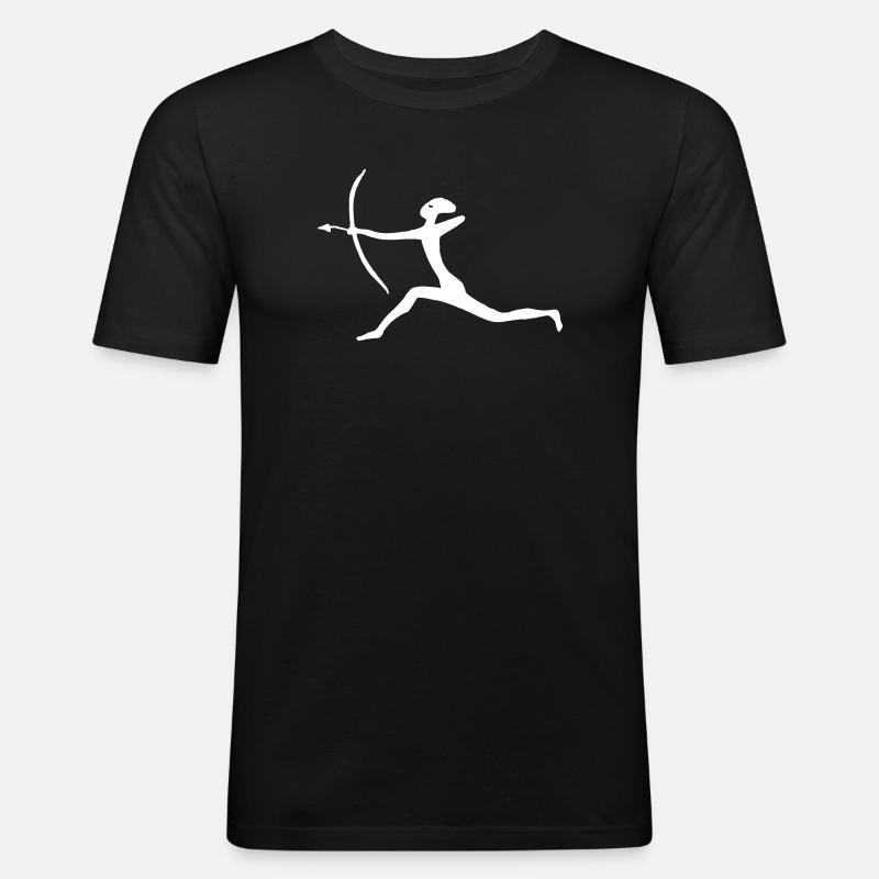 Jäger mit Pfeil und Bogen - Männer Slim Fit T-Shirt - Schwarz
