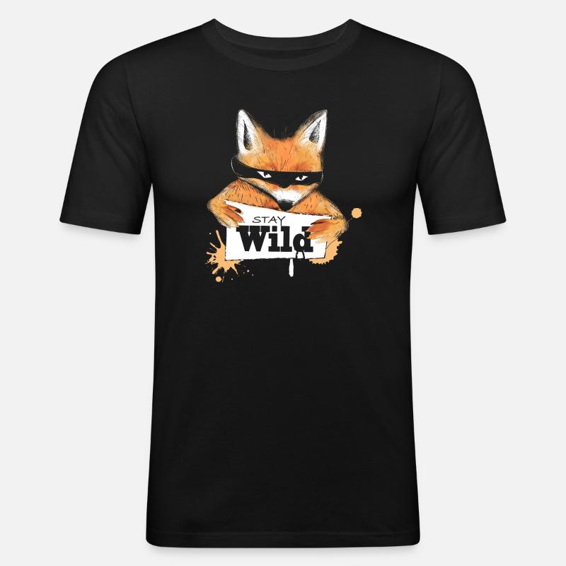 Fox with a message - Men's Slim Fit T-Shirt - black