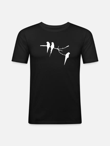 Oiseaux sur la branche - T-shirt près du corps Homme - noir