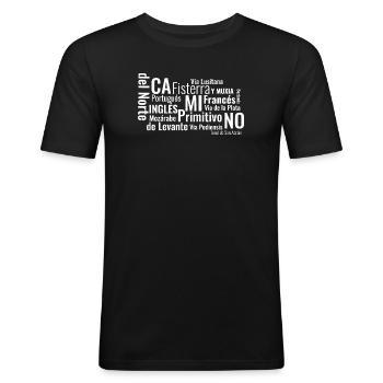 Camino de Santiago Jakobsweg - Männer Slim Fit T-Shirt - Schwarz - Vorne - Nik (191cm)