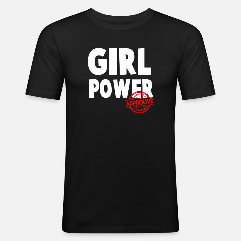 Girl Power Bold Script Design - Men's Slim Fit T-Shirt - black