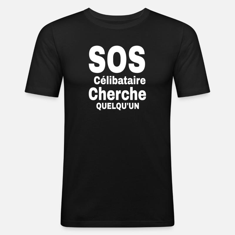 Zölibat Statement Design 2023 - Männer Slim Fit T-Shirt - Schwarz