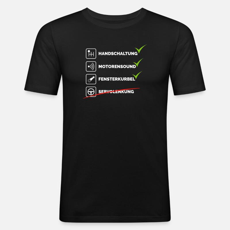 auto tuning oldtimer schrauber Handschaltung - Männer Slim Fit T-Shirt - Schwarz