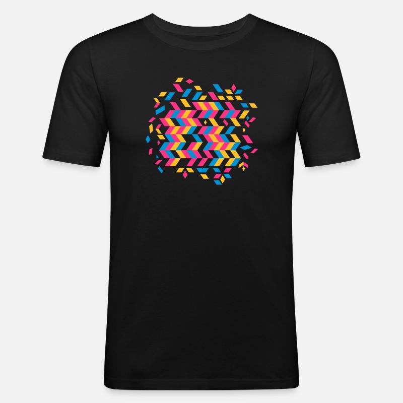 Fischgrätenmuster - Männer Slim Fit T-Shirt - Schwarz
