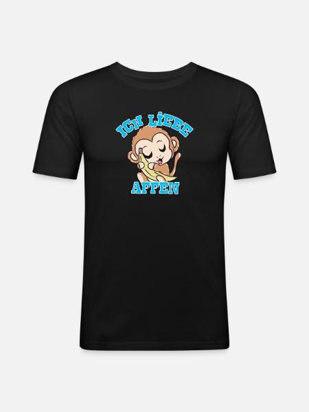 Affen - Männer Slim Fit T-Shirt - Schwarz