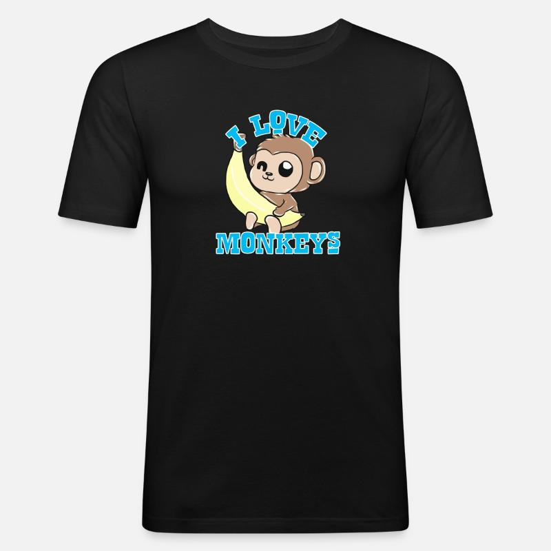 Affen - Männer Slim Fit T-Shirt - Schwarz