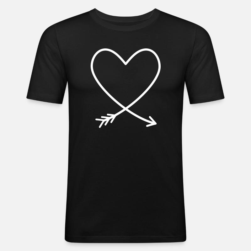 Herz Pfeil Liebe Freundschaft Geschenkidee - Männer Slim Fit T-Shirt - Schwarz