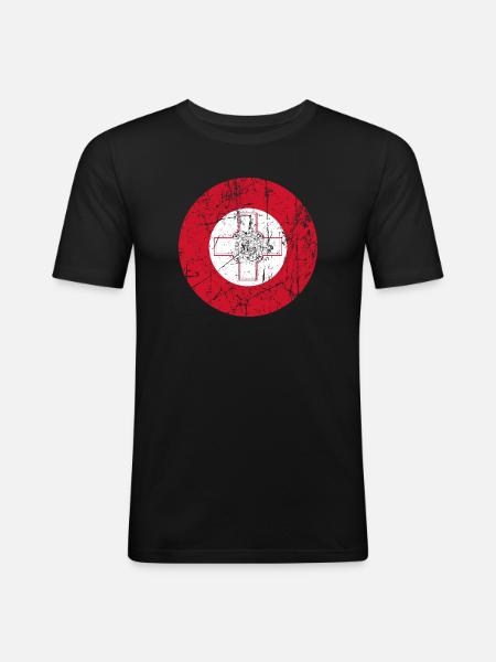 aeronautica Malta Luftwaffe roundel Luftwaffe - Männer Slim Fit T-Shirt - Schwarz