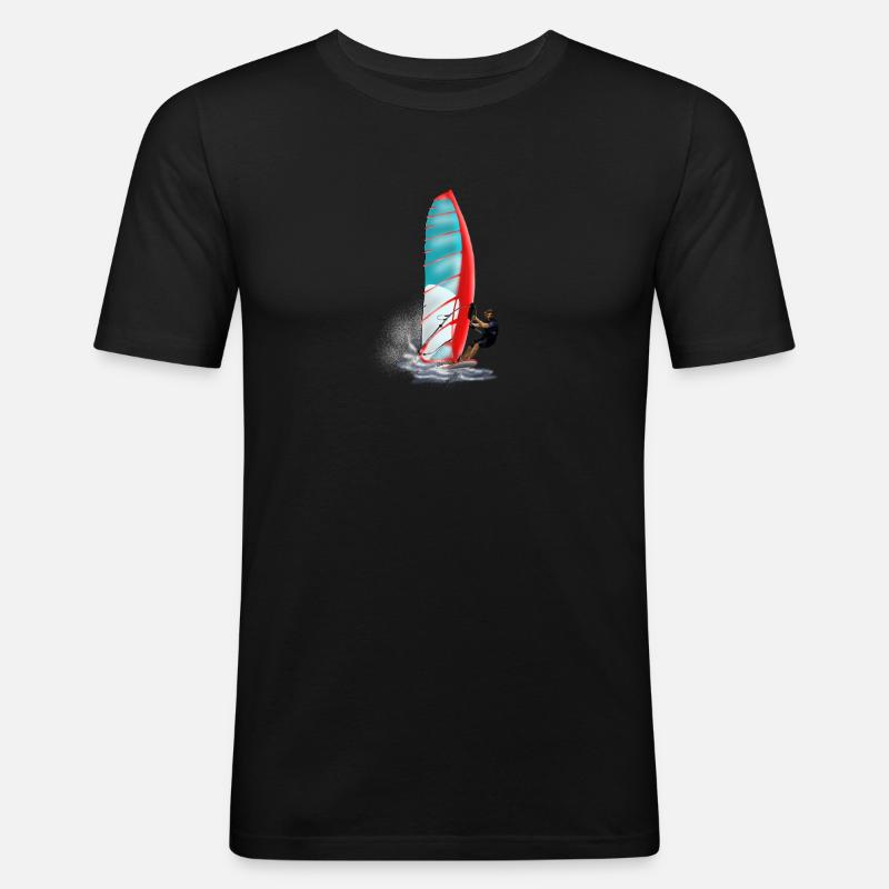 Windsurfing - Männer Slim Fit T-Shirt - Schwarz