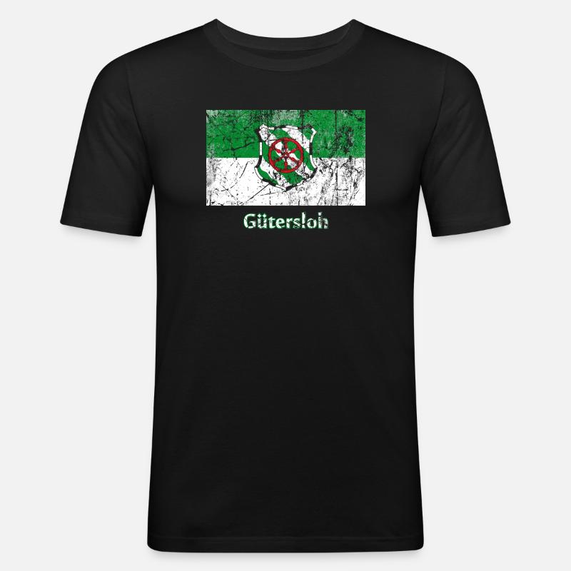 Flagge Gütersloh Stadtfahne Stadtfahne Drapeau - Männer Slim Fit T-Shirt - Schwarz