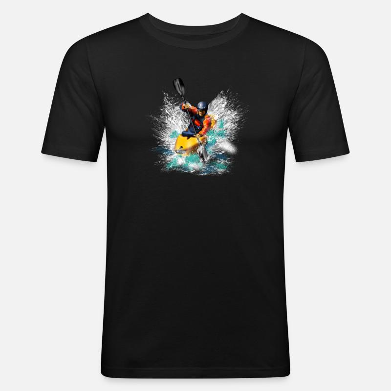 Kayaking - Männer Slim Fit T-Shirt - Schwarz