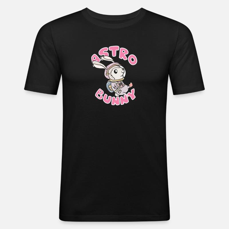 Astronaut Hase - Männer Slim Fit T-Shirt - Schwarz