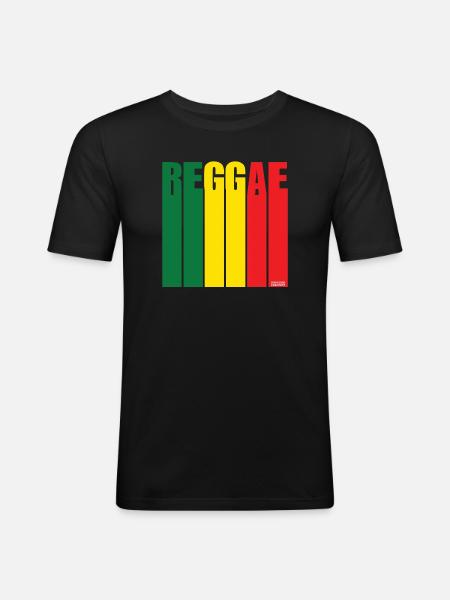 Reggae Farbblock Banner - Männer Slim Fit T-Shirt - Schwarz