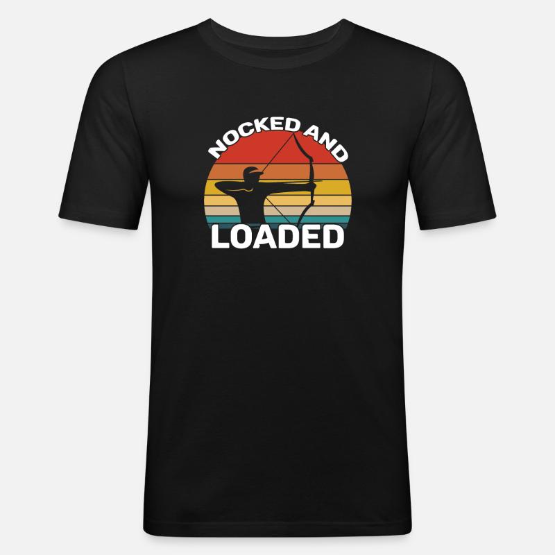 Bogenschießen - Nocked And Loaded - Männer Slim Fit T-Shirt - Schwarz