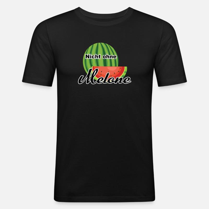 Melone Wassermelone Somme - Männer Slim Fit T-Shirt - Schwarz
