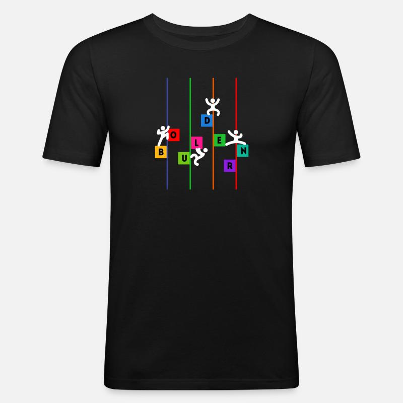 Bouldern Boulderer Klettern Bergsteigen Lustig - Männer Slim Fit T-Shirt - Schwarz