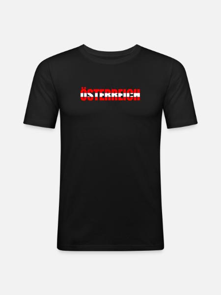 Österreich Flaggenkunst - Männer Slim Fit T-Shirt - Schwarz