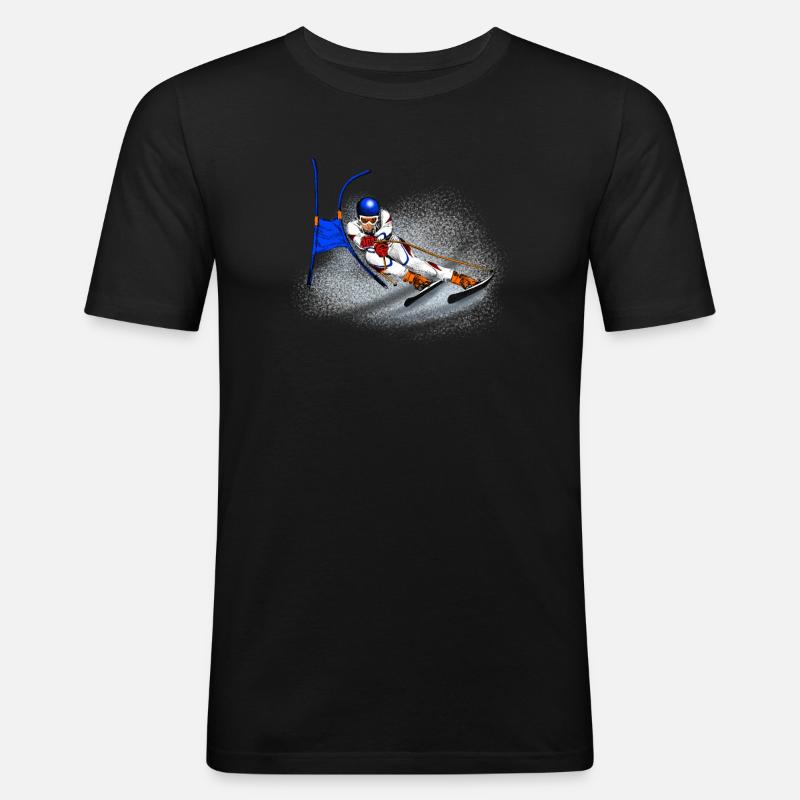 Ski - Männer Slim Fit T-Shirt - Schwarz