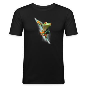 Frosch - Männer Slim Fit T-Shirt - Schwarz - Vorne - Nik (191cm)