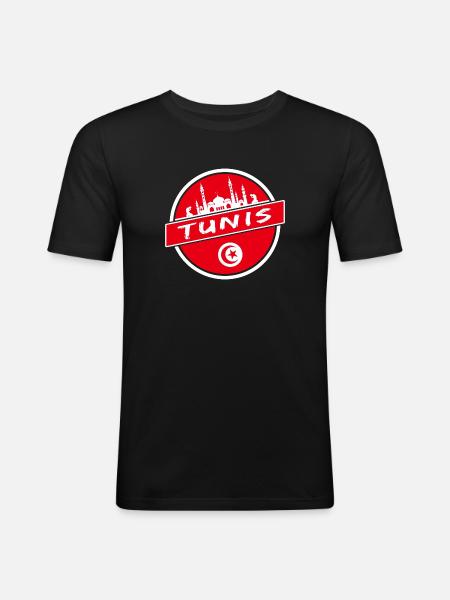 Tunis design with mosque / Tunisia - Men's Slim Fit T-Shirt - black