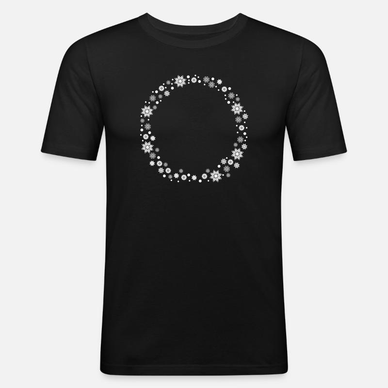 runder winterlicher Schneeflocken Rahmen - Männer Slim Fit T-Shirt - Schwarz