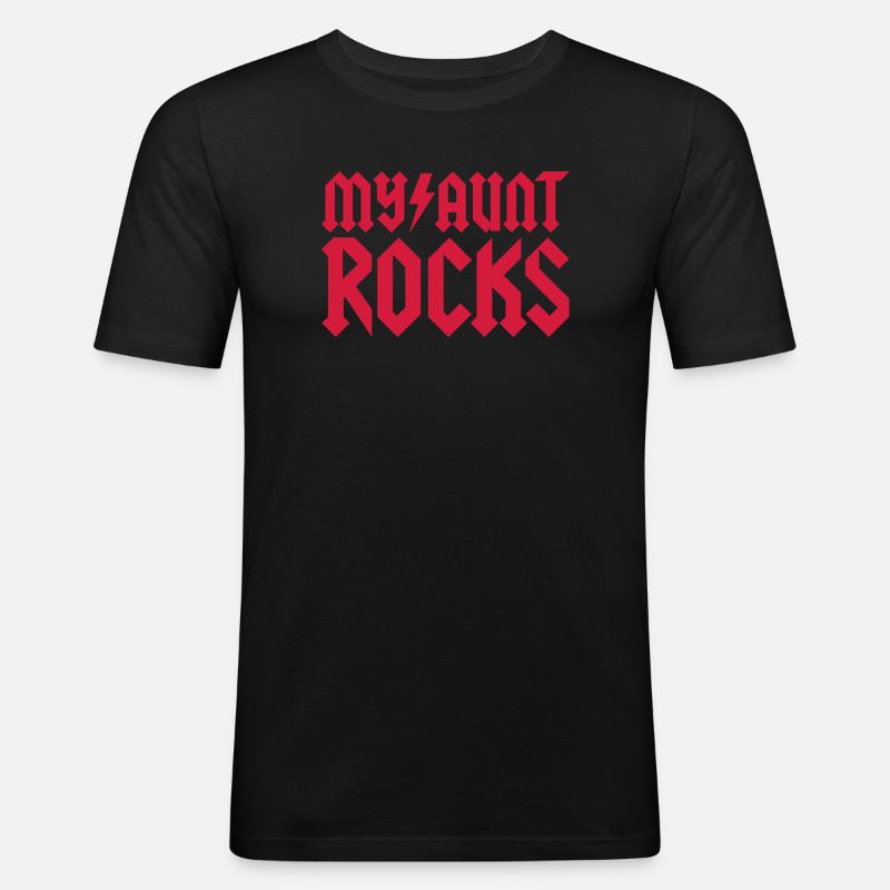 My aunt rocks - Männer Slim Fit T-Shirt - Schwarz