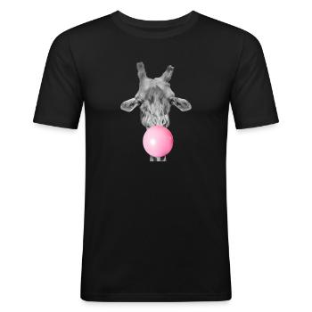 Giraffe und kaugummi - Männer Slim Fit T-Shirt - Schwarz - Vorne - Nik (191cm)