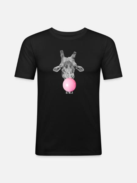 Giraffe und kaugummi - Männer Slim Fit T-Shirt - Schwarz