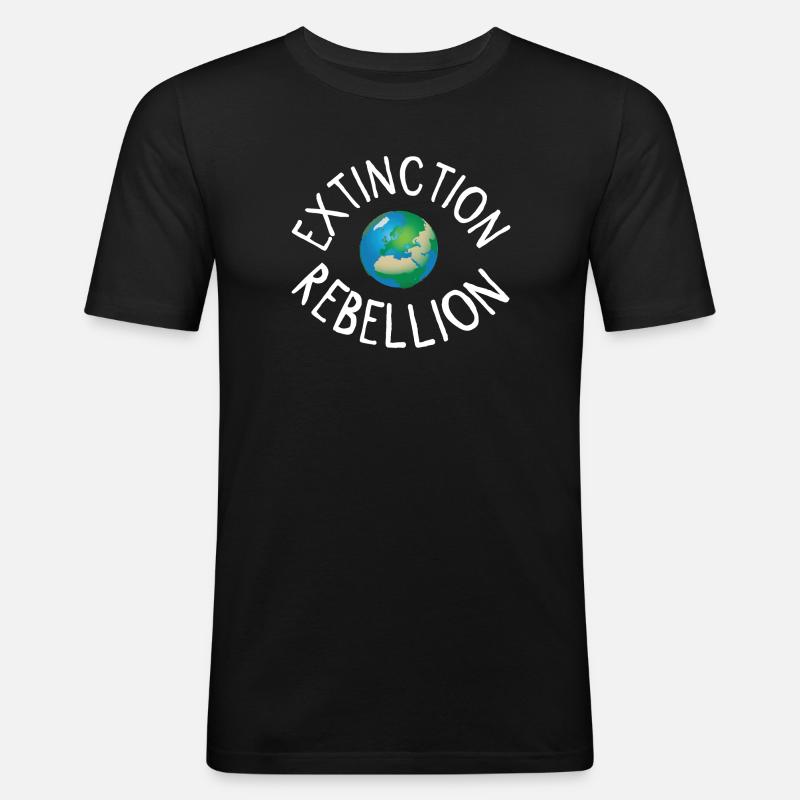 Extinction Rebellion Planet Earth white - Men's Slim Fit T-Shirt - black