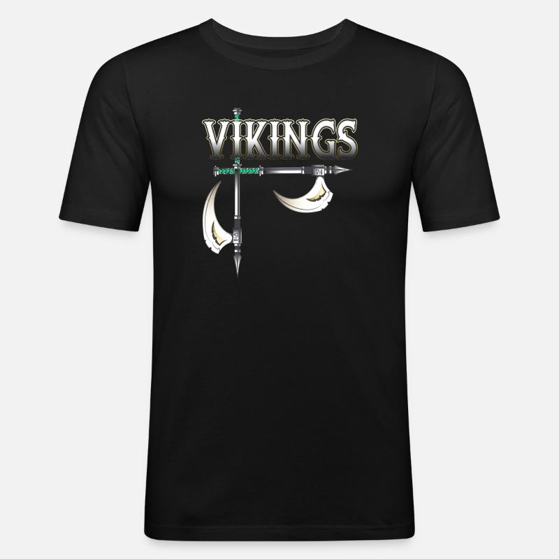 Wikinger Krieger - Männer Slim Fit T-Shirt - Schwarz