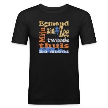 Egmond aan Zee Holland - Männer Slim Fit T-Shirt - Schwarz - Vorne - Nik (191cm)