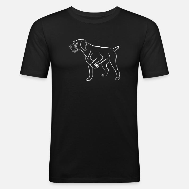 Dt Drahthaar vorstehend weiss - Männer Slim Fit T-Shirt - Schwarz
