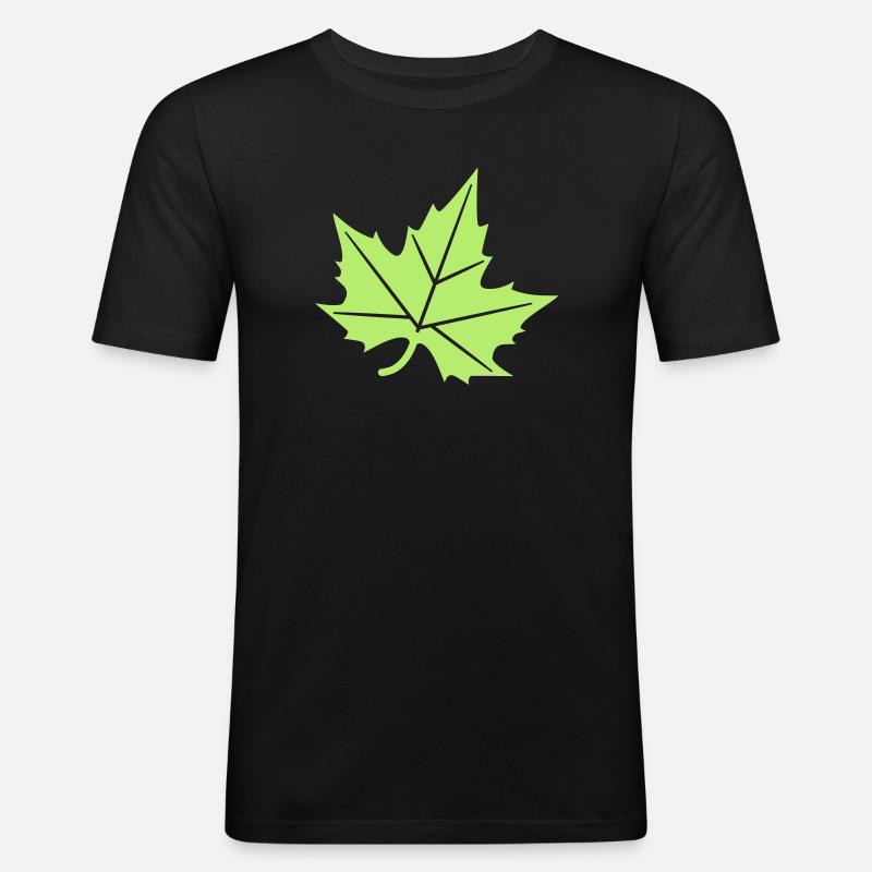 Platane Blatt Design - Männer Slim Fit T-Shirt - Schwarz