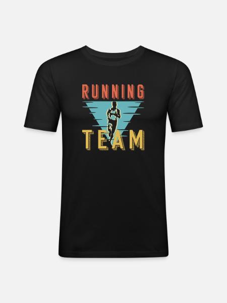 Retro Running Team Sprint Club Graphic - Men's Slim Fit T-Shirt - black