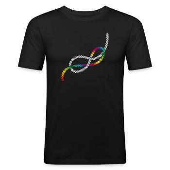 Otte knob eller kærlighedsknuder i regnbuefarver - Herre Slim Fit T-Shirt - sort - Foran - Nik (191cm)