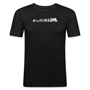 Motorrad Evolution Motorräder Entwicklung Lustig - Männer Slim Fit T-Shirt - Schwarz - Vorne - Nik (191cm)