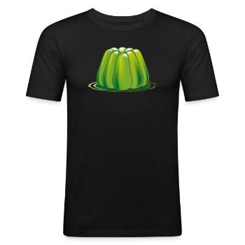 grünes Götterspeisen Gelee Dessert - Männer Slim Fit T-Shirt - Schwarz - Vorne - Nik (191cm)