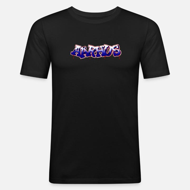 AARHUS - Männer Slim Fit T-Shirt - Schwarz
