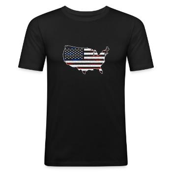 Sterne-und-Streifen-Karte - Männer Slim Fit T-Shirt - Schwarz - Vorne - Nik (191cm)