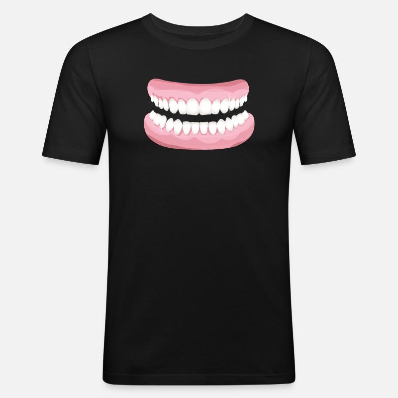 strahlendes Gebiss mit blitzsauberen Zähnen - Männer Slim Fit T-Shirt - Schwarz