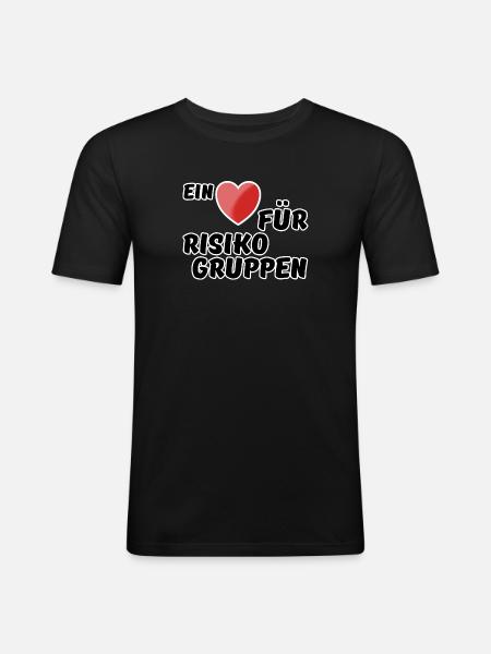 Risikogruppe Spruch Nächstenliebe Herz Virus - Männer Slim Fit T-Shirt - Schwarz