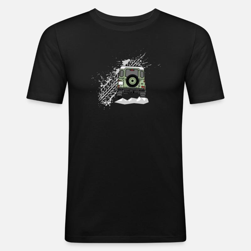 Defender Splash hinten - Männer Slim Fit T-Shirt - Schwarz