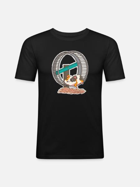 Hamsterrad Hamster Goldhamster - Männer Slim Fit T-Shirt - Schwarz