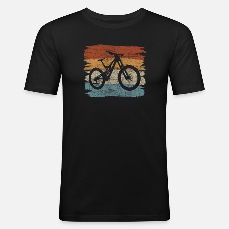 Retro Sunset Bicycle Silhouette - Men's Slim Fit T-Shirt - black